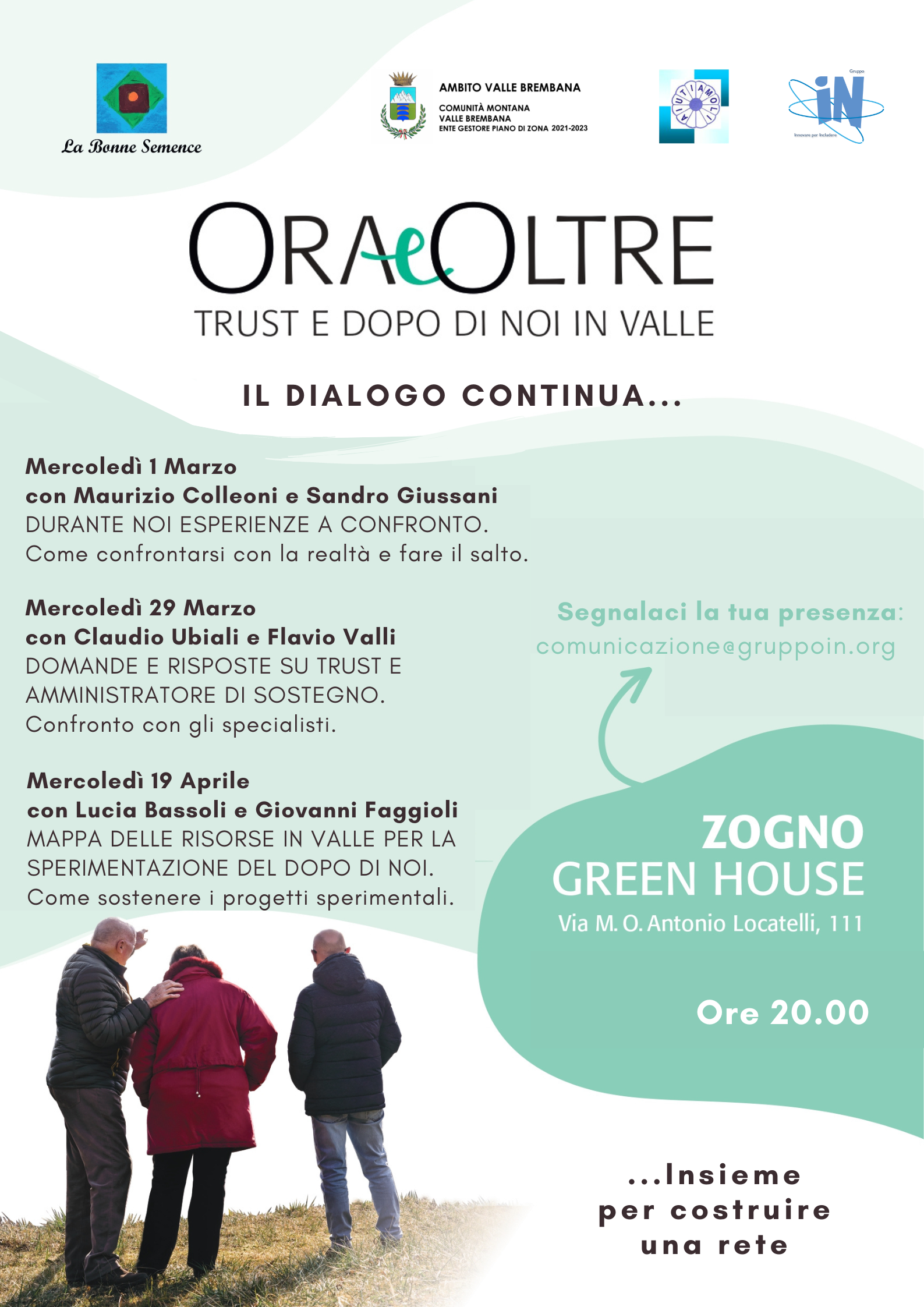 Immagine ORA e OLTRE - Trust e Dopo di noi in Valle - 3 incontri per dialogare insieme in merito alle figure del Trust, dell'amministratore di sostegno e al Progetto Dopo di Noi